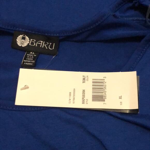 Baku Blue Flowy Ruched Ruffle Casual Shirt Top Size XL - Picture 5 of 5